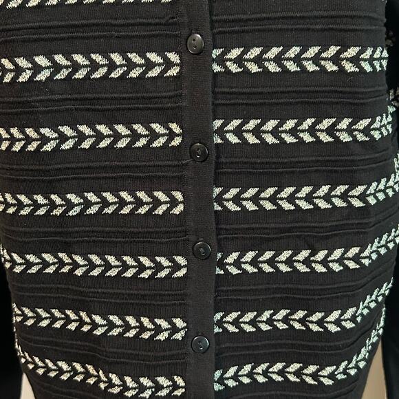 Charter Club Lurex Sparkle Stripe Cardigan Deep Black XL Preppy Boho Office Chic - Picture 7 of 8